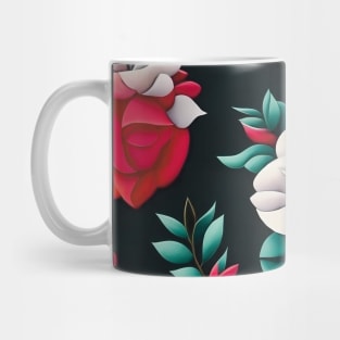 White red roses abstract artwork Mug